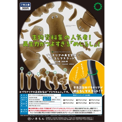 虾壳社 现货日本IKIMON扭蛋 真涡虫再生实验 标识挂件 扁形 动物