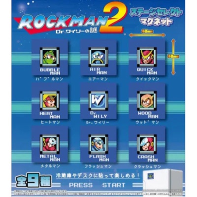 虾壳社 现货日本PROOF扭蛋 ROCKMAN2 洛克人2 冰箱贴 复古 游戏