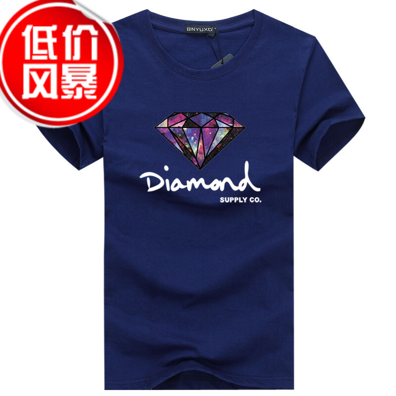 2023夏季新款短袖T恤男加肥加大码青年半袖T恤潮厂家直销-钻石