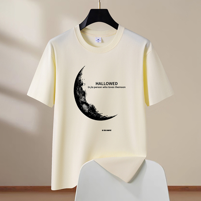 200克短袖t恤男纯棉重磅圆领上衣夏季潮流打底衫情侣款男装HALLOW