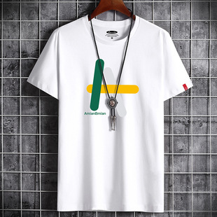 新款 G2166 男士 纯棉潮T恤印花圆领男装 绿A 短袖 2023夏季