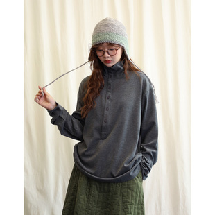 12.12纽扣小高领灰色打底衫德绒保暖