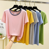 百搭显瘦宽松休闲薄款 莫代尔短袖 T恤女2025夏内搭圆领打底衫 上衣