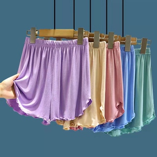 宽松百搭外穿休闲裤 女夏季 薄款 阔腿裤 莫代尔高腰大码 纯色睡裤 短裤