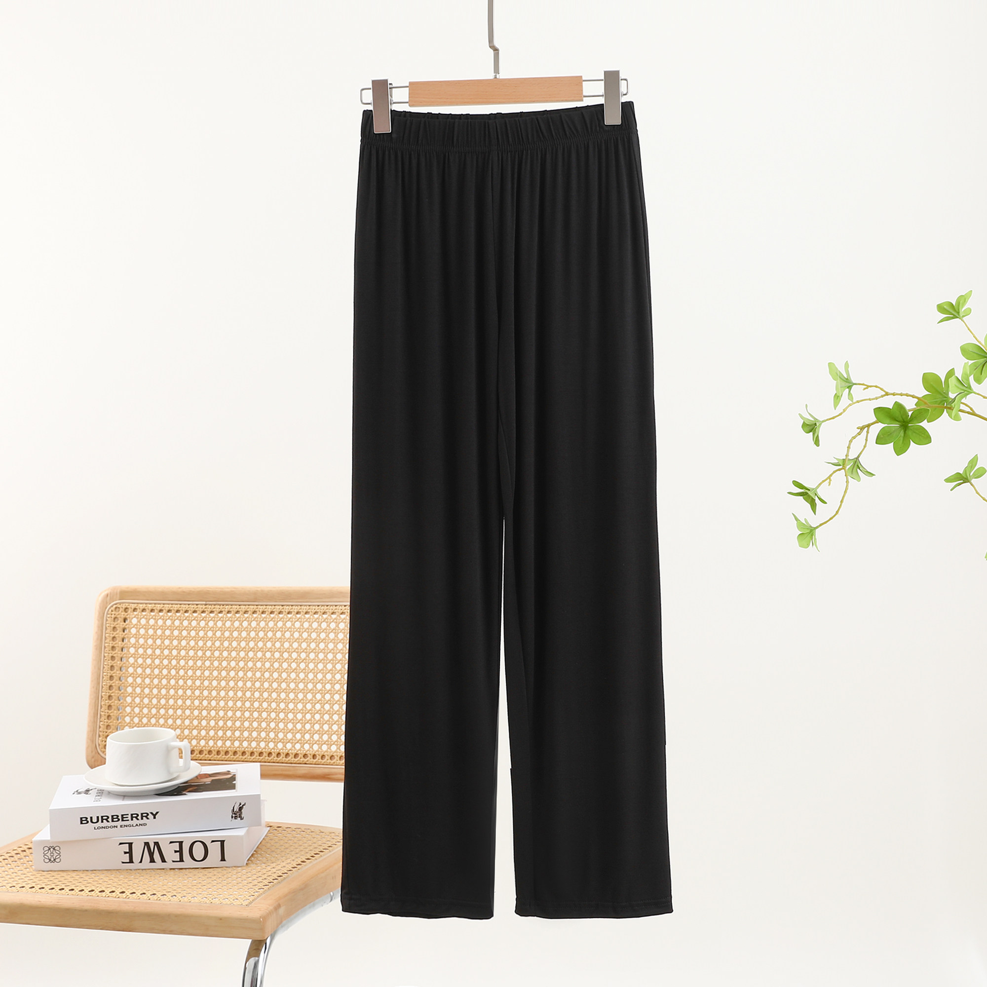 thumbnail for Loose modal long pants for women, spring/summer thin home pajama pants, plus-size mosquito-repellent pants, casual high-waisted wide-leg pants for outerwear