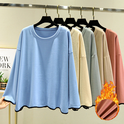 德绒宽松长袖上衣加绒加厚