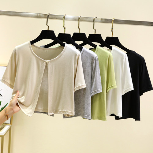 莫代尔薄款短袖开衫夏