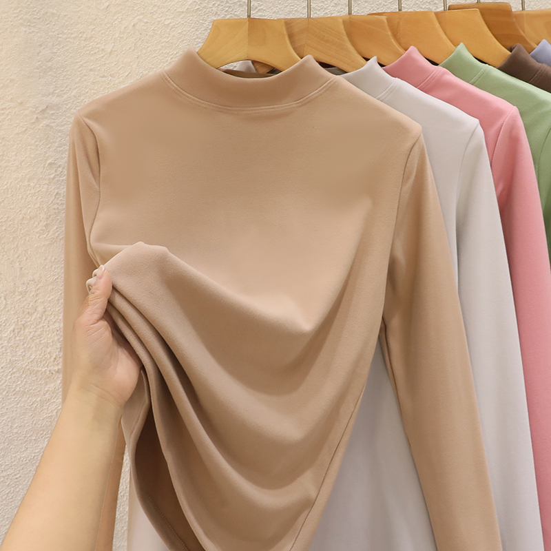 双面德绒半高领打底衫