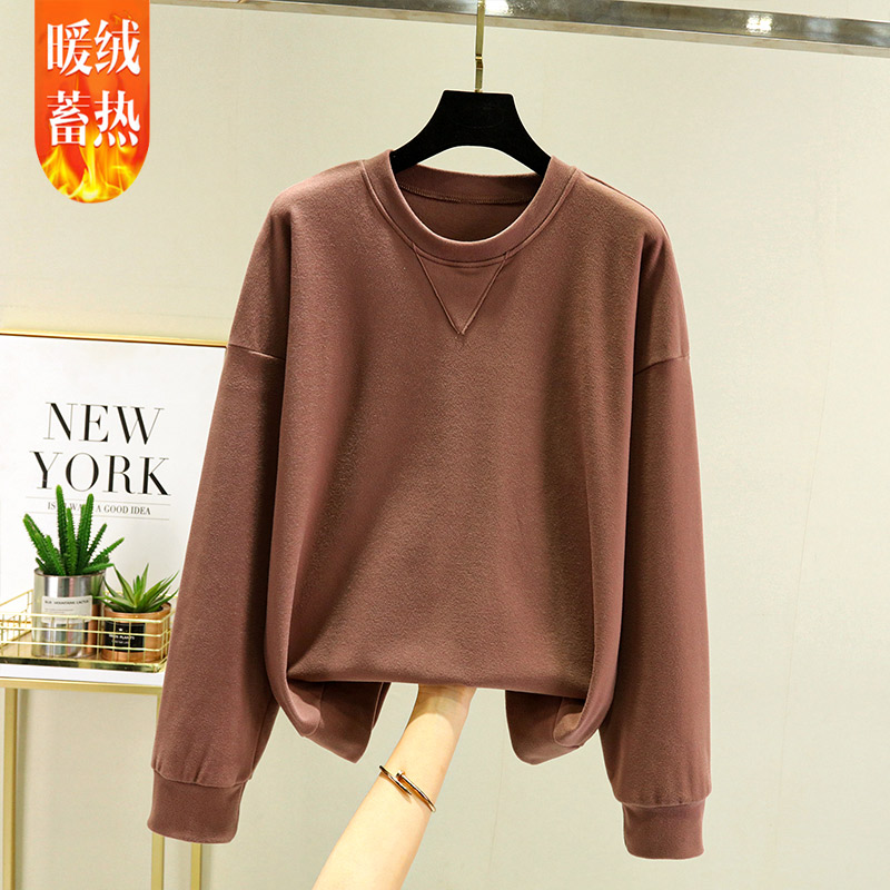 德绒圆领百搭卫衣秋冬加绒