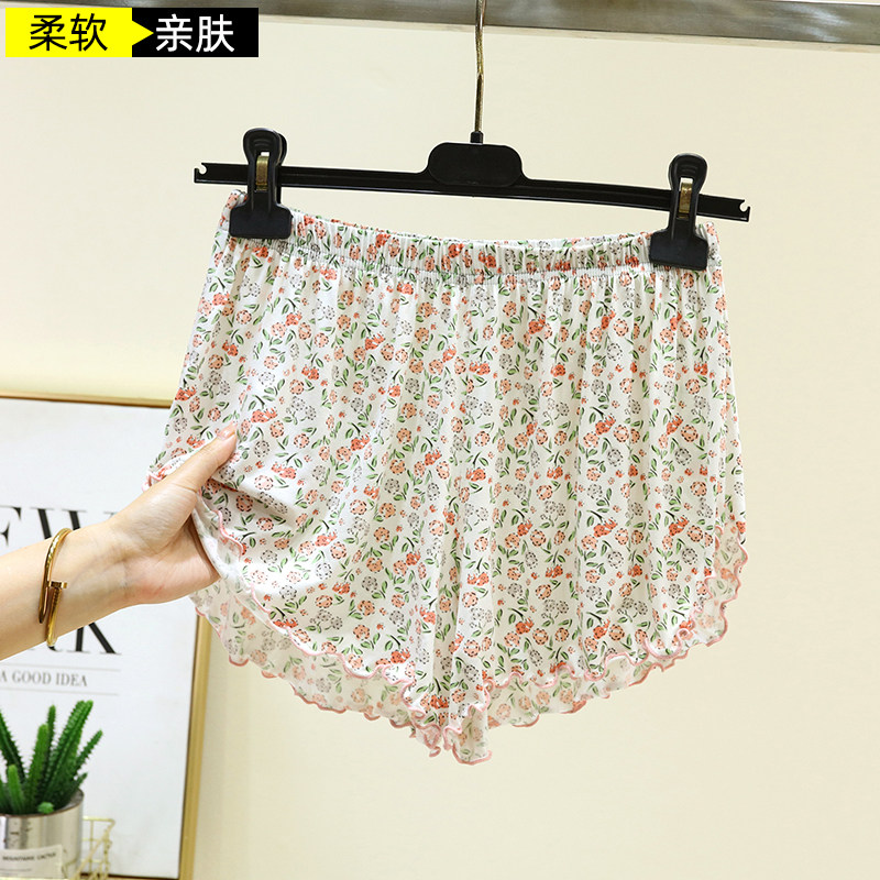 莫代尔飞边休闲裤夏季碎花短裤图片