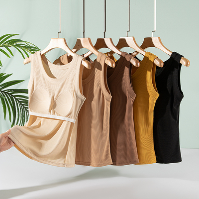 莫代尔带胸垫背心百搭无袖上衣