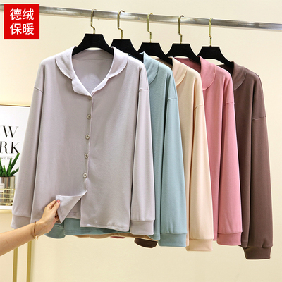 德绒保暖翻领上衣女冬季