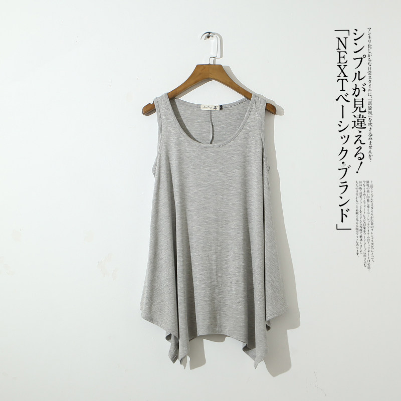 2024 불규칙한 밑단이있는 모달 바닥 홈 잠옷 여성용 민소매 탱크 탑 중간 길이 루즈한 대형 지방