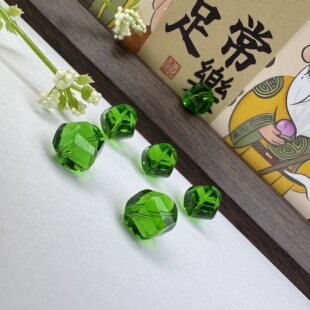 祖母绿水晶水波切面散珠DIY手工串珠手链项链饰品配珠配饰