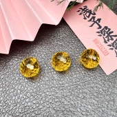 爆闪暴力黄水晶128切面圆珠散珠DIY手工串珠手链项链配珠配件