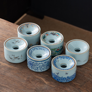 创意官窑烟灰缸高档带盖防飞灰中号陶瓷客厅办公复古摆件支持定制