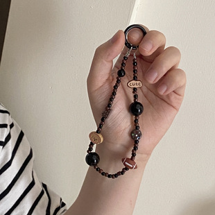 秋天咖啡色系可爱小狗橄榄球手机链包挂件 小众创意曲奇挂绳 防丢