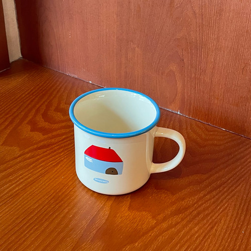 自制ins温馨卡通红房子小猫咪陶瓷马克杯可爱小猫咪水杯小众270ml