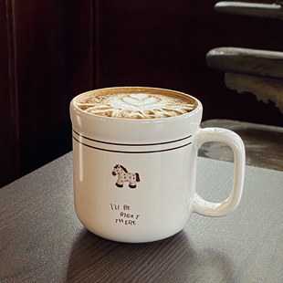 小众ins波点小马陶瓷马克杯 复古手绘马儿咖啡杯 卡通水杯礼物