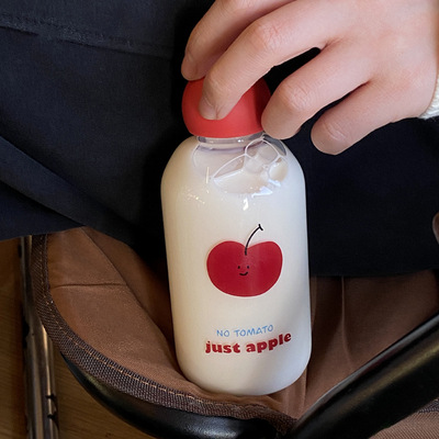 创意红苹果高硼硅玻璃杯小众红鼻子耐高温密封水杯车载随身杯礼物