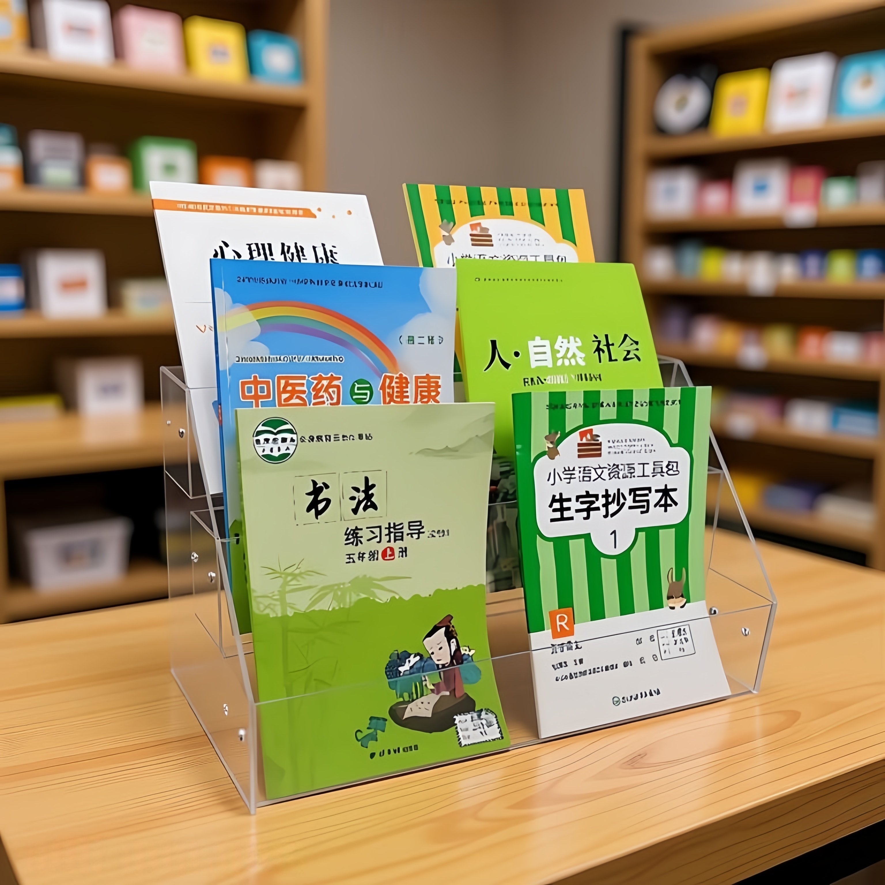 如豆亚克力透明阶梯书本展示架