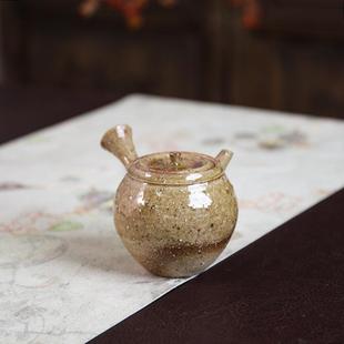 日本进口常滑烧已故名匠谷川菁山手作 茶壶 南蛮肌侧把急须壶日式