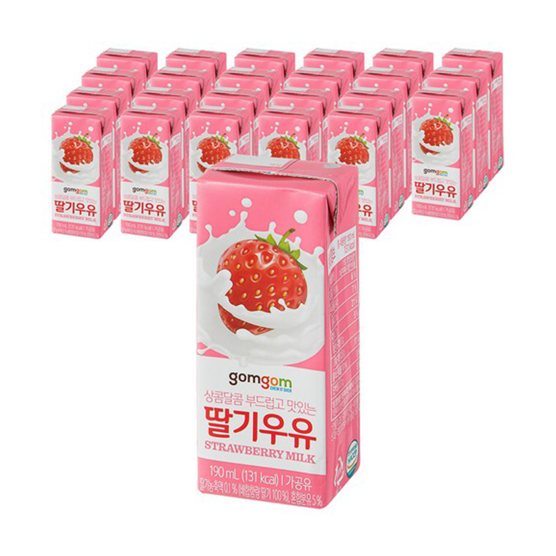 gomgom盒装190ml草莓牛奶韩国