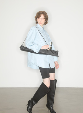 AXYPAGES掉落口袋设计长袖衬衫春夏翻领宽松百搭温柔减龄纯色衬衣