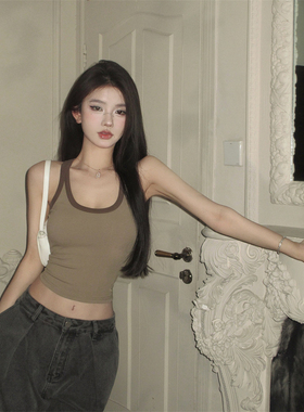 ONETONG 复古辣妹吊带背心女夏季内搭外穿修身显瘦短款无袖上衣