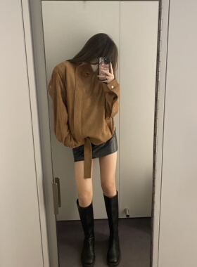 Devo of Den官方正品麂皮双拉链夹克Fur zipper bomber