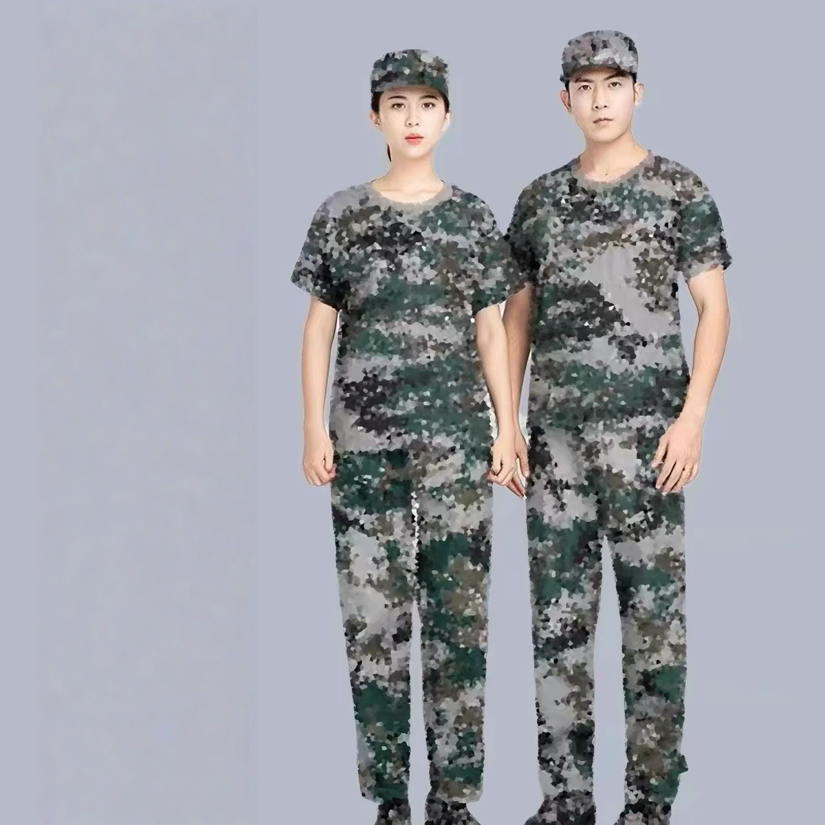 数码军训服林绿套装男短袖薄款体能训练服初高中大学生迷彩服套装