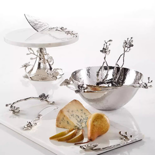 Michael Aram黑兰花系列坚果盘复古轻奢手工厨房餐厅水果碗不锈钢