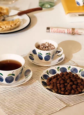 瑞典Gustafsberg古斯塔夫蓝李系列骨瓷咖啡杯茶杯餐盘蛋糕架