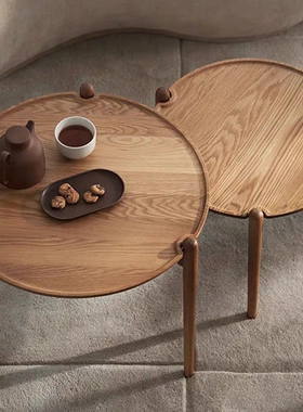 瑞典design house橡木圆桌茶几ARIA系列实木咖啡桌客厅边几