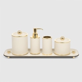 意大利PINETTI Olimpia手工小牛皮卫浴洗漱皂液器牙刷架化妆棉盒