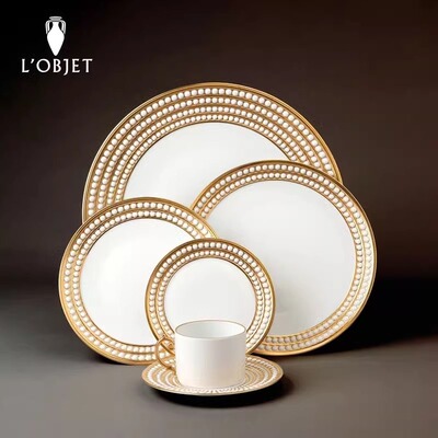 L'OBJET24K金陶瓷圆形餐盘汤盘