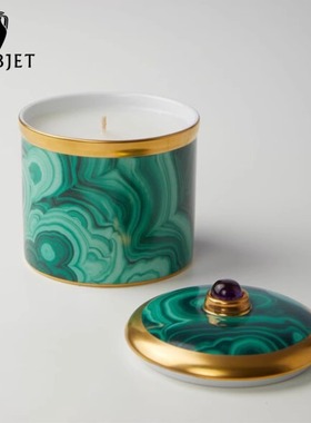 L'OBJET 欧洲进口Malachite孔雀石镀24K金夜夜星空装饰香薰蜡烛