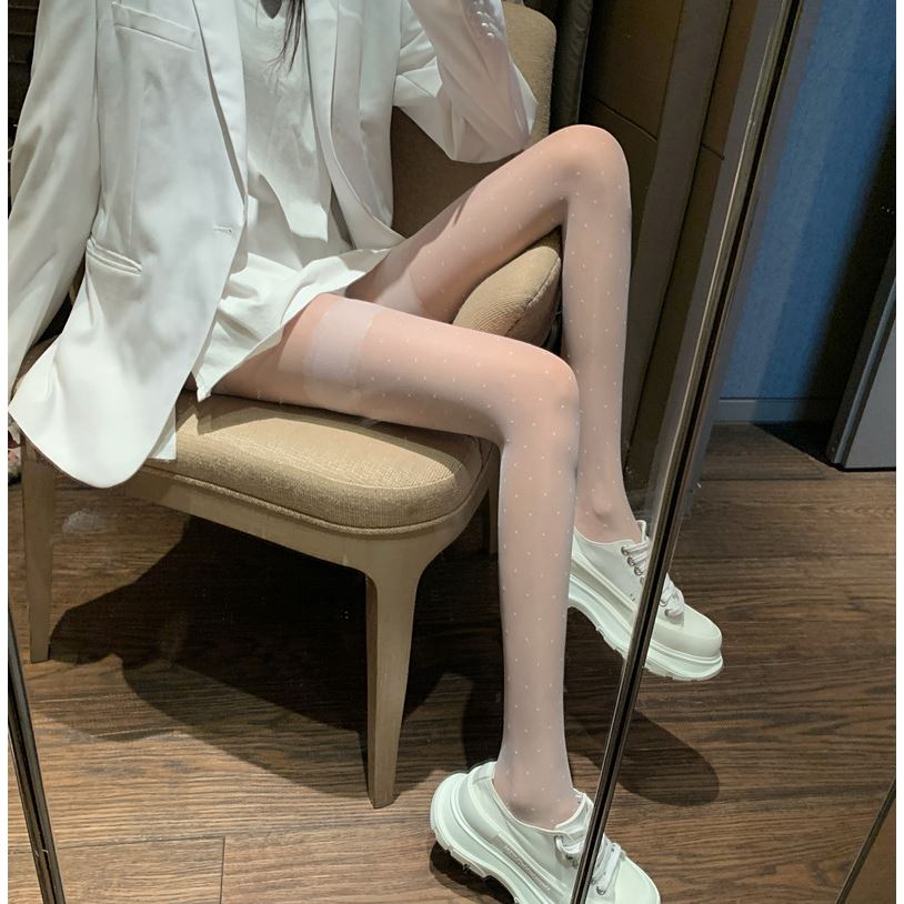 春夏薄款性感透肉黑丝袜女ins日系jk白色连裤袜提花打底袜女神袜