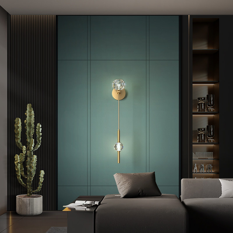 北欧全铜卧室床头壁灯轻奢简约现代新款过道背景墙圆球魔豆水晶灯,家装灯饰光源,壁灯,淘宝优惠券,粉丝福利购,淘宝优惠卷