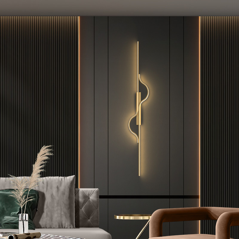 全铜极简创意长条灯客厅沙发电视背景墙格栅灯现代卧室床头灯壁灯