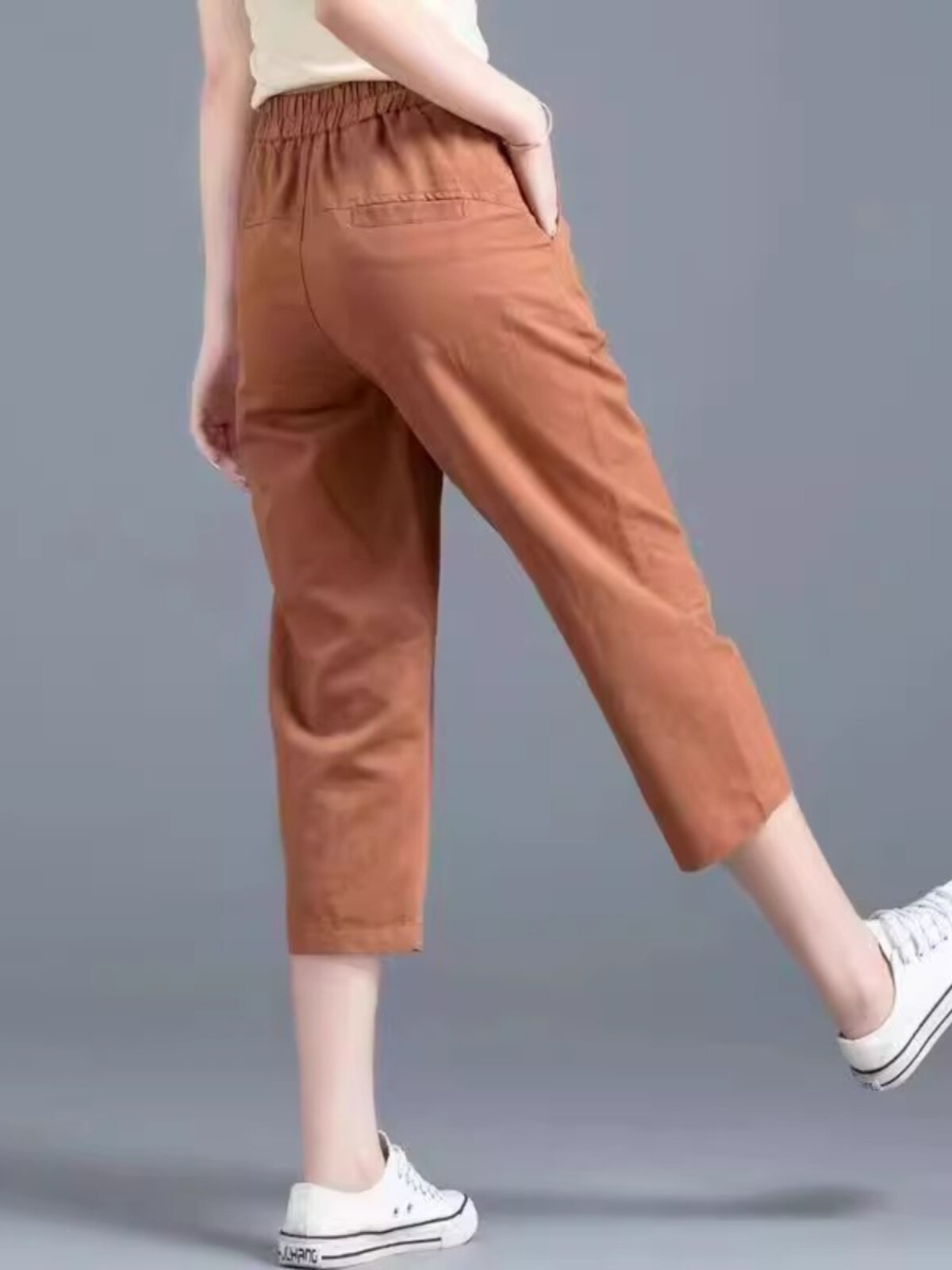 高腰棉麻七分裤女士夏季瘦2025新工作服时尚套装休闲裤透气后宫裤