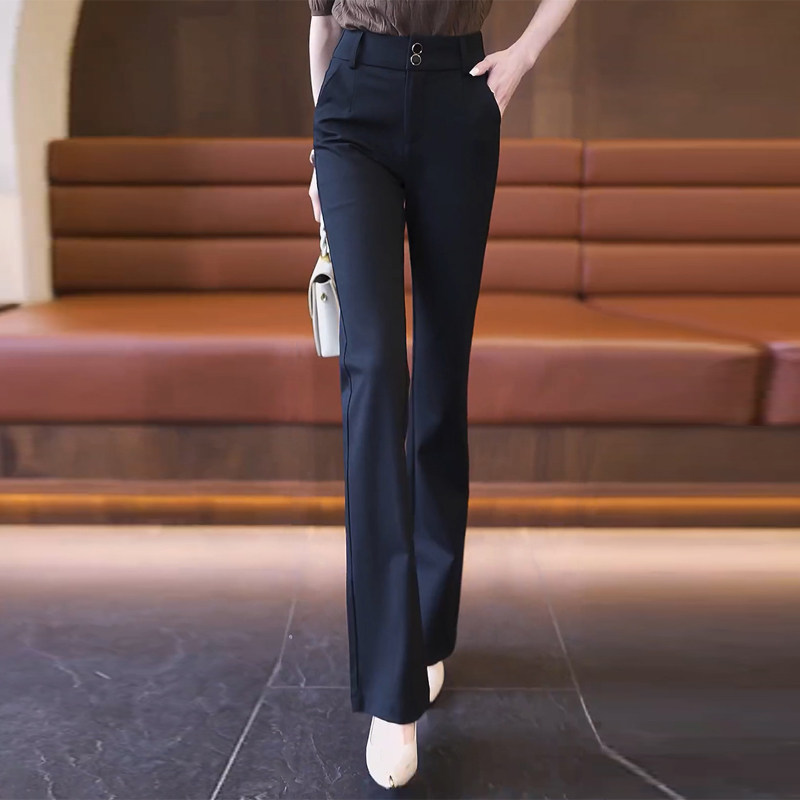 高腰喇叭裤女夏薄款西装裤2026新款女裤休闲长裤子修身黑色微喇裤