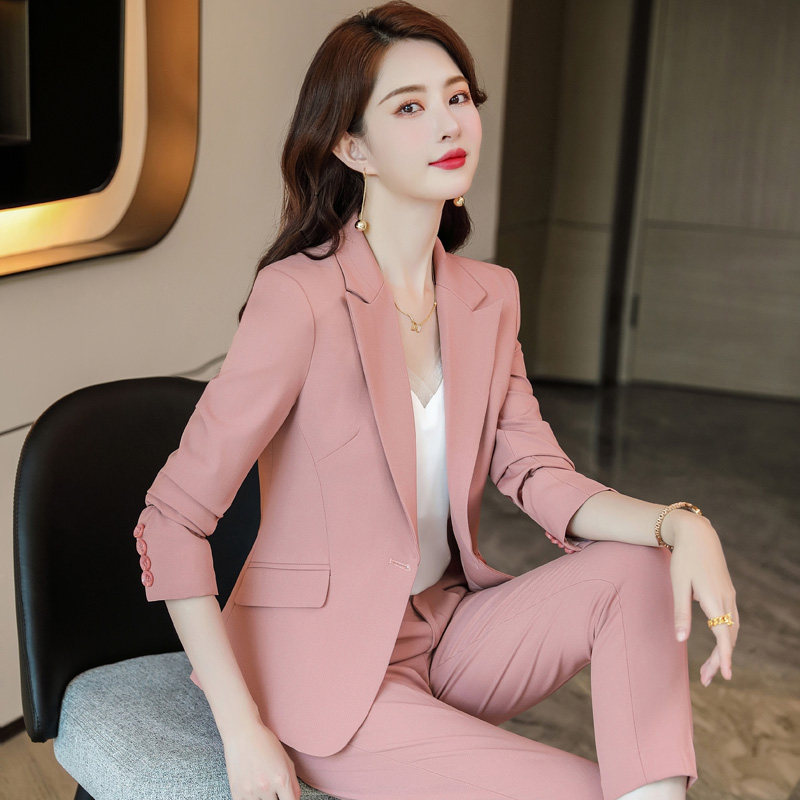 小西装外套女时尚休闲套装2025春秋新款气质职业OL洋派西服两件套