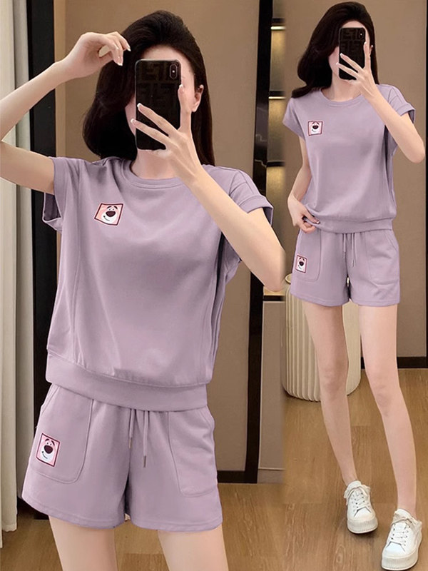 2025夏季新款显瘦休闲运动服套装女小个子宽松时尚短袖短裤两件套