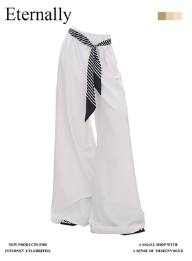 日本offcat高腰直筒原创白色高级感休闲裤女2025春夏新款宽松阔