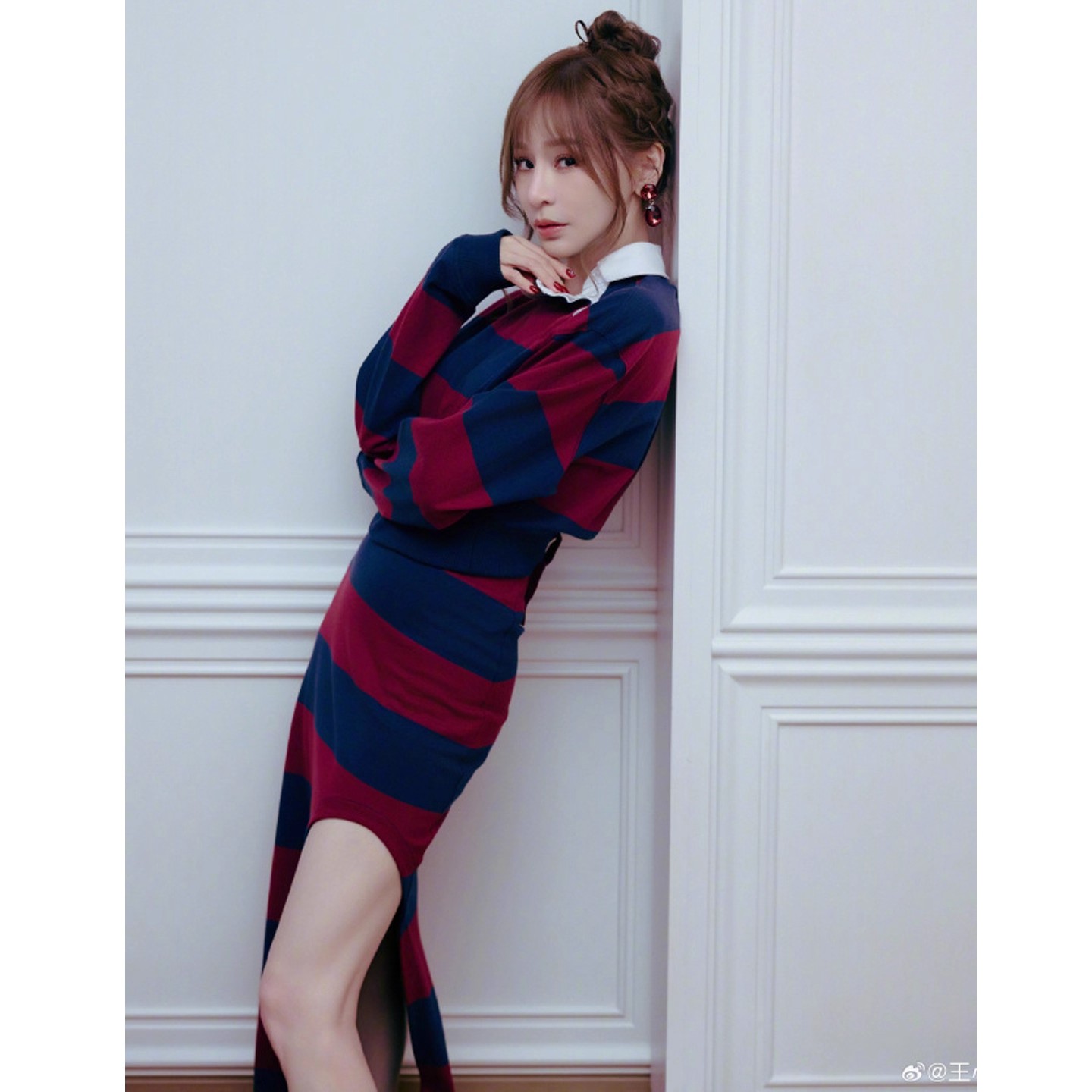 日本OFFCAT王心凌同款秋冬条纹针织开衫女宽松休闲百搭长袖上衣