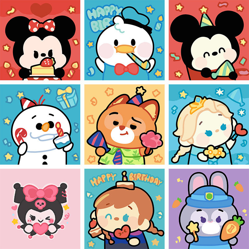 无名氏画社 迪士尼动物diy数字油画手工绘填色可爱卡通头像丙烯画