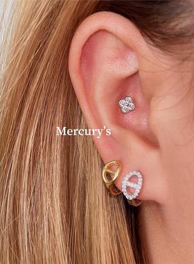 Mercurys轻奢小香风~猪鼻子镶钻耳扣高级感公主气质耳环通勤耳圈