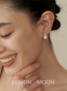 经典时尚的银灰色强光珍珠微镶嵌925银针典雅酷感高端可及奢华蚊