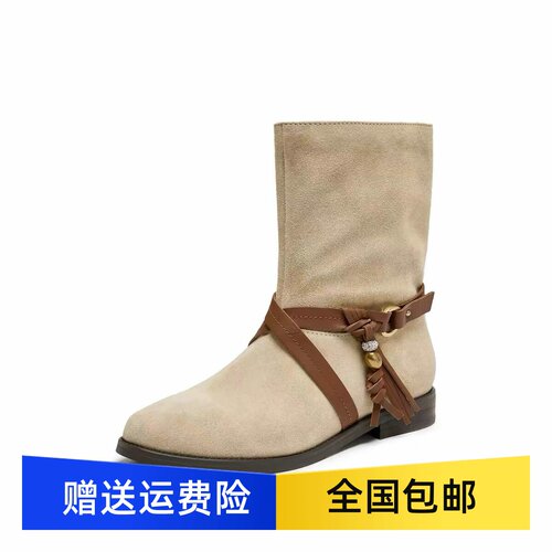 商场同款2026冬季新款流浪牧歌短靴牛仔靴西部靴时装靴女靴EIL14